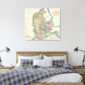 Toile Vintage Map of Denmark (Insitu(Chambre))