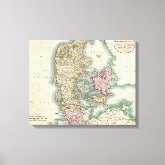 Toile Vintage Map of Denmark (Recto)