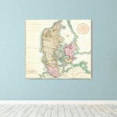 Toile Vintage Map of Denmark (Insitu (Plancher de Bois))
