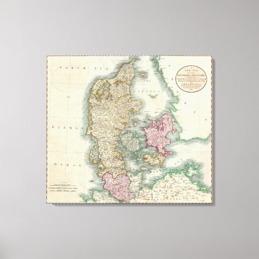 Toile Vintage Map of Denmark (Recto)