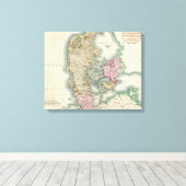 Toile Vintage Map of Denmark (Insitu (Plancher de Bois))