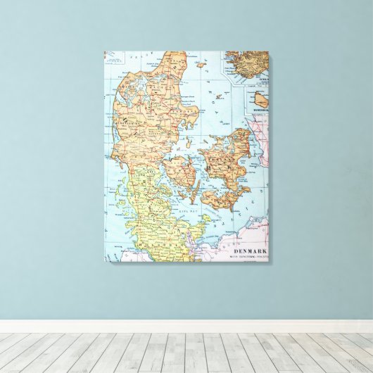 Toile Vintage map of Denmark (Insitu (Plancher de Bois))