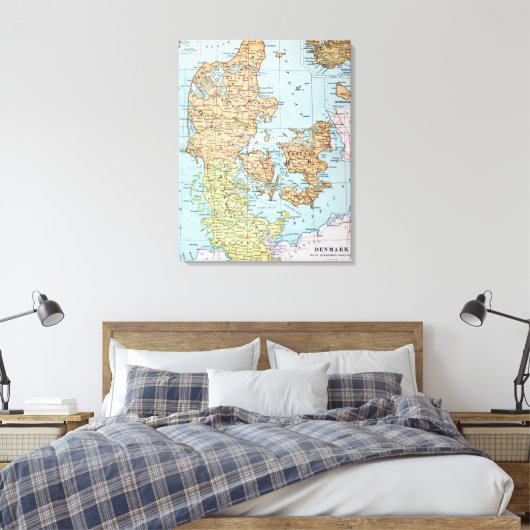 Toile Vintage map of Denmark (Insitu(Chambre))