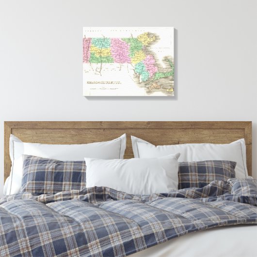 Toile Vintage Map of Massachusetts (Insitu(Chambre))