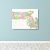 Toile Vintage Map of Massachusetts (Insitu (Plancher de Bois))