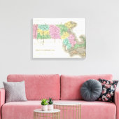 Toile Vintage Map of Massachusetts (Insitu(Salon))