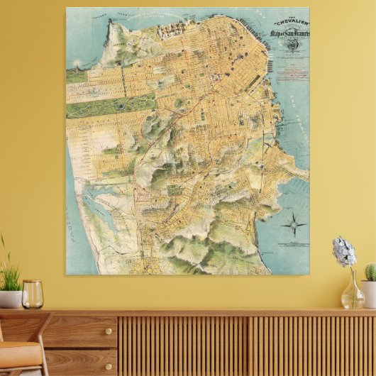 Toile Vintage Map of San Francisco (Insitu(Salon))
