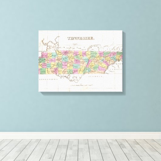 Toile Vintage Map of Tennessee (Insitu (Plancher de Bois))