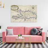 Toile Vintage Map of The Dominican Republic (Insitu(Salon))
