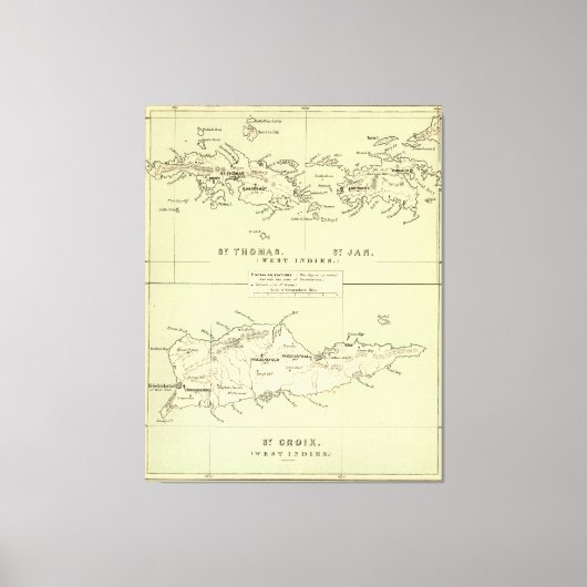 Toile Vintage Map of The Virgin Islands (Recto)