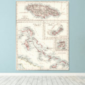 Toile Vintage Map of Various Caribbean (Insitu (Plancher de Bois))