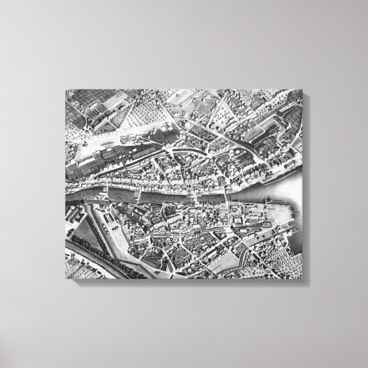 Toile Vintage Map of Zurich Switzerland (Recto)