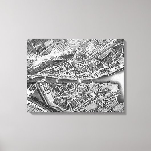 Toile Vintage Map of Zurich Switzerland (Recto)