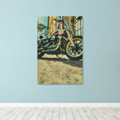 Toile vintage motorcyclist birthday gift (Insitu (Plancher de Bois))