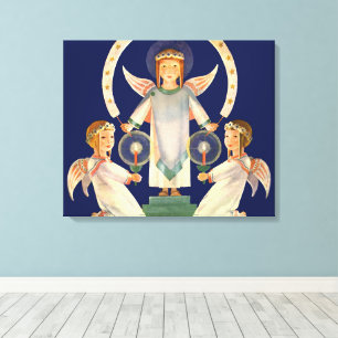 Toile Vintage Noël, anges scandinaves Santa Lucia