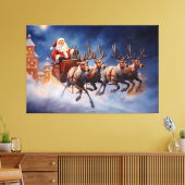 Toile Vintage Noël Santa Claus à Sleigh Flying (Insitu(Salon))