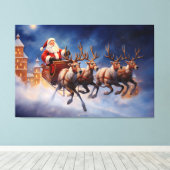 Toile Vintage Noël Santa Claus à Sleigh Flying (Insitu (Plancher de Bois))