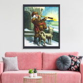 Toile Vintage Noël Santa Claus Telescope Chien Sunset (Insitu(Salon))