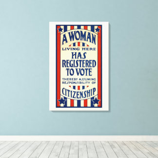 Toile Vintage patriotique, une femme est inscrite sur le