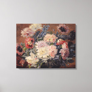 Toile Vintage Paul Biva Panier de pivoines