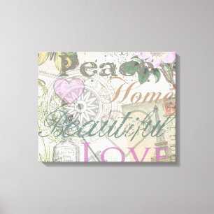 Toile Vintage Peace Home Belle Amour