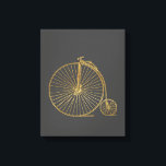 Toile Vintage Penny Farthing Bike Black Gold Parties sci<br><div class="desc">Cette toile élégante présente un vélo vintage à l'ancienne penny farthing en parties scintillant d'or imitation sur un arrière - plan gris fusain.</div>
