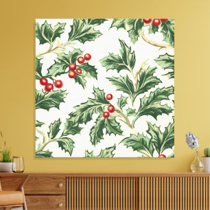 Toile Vintage personnalisé Noël Holly & Berries Motif
