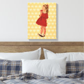 Toile Vintage petite fille rouge robe pomme (Insitu(Chambre))