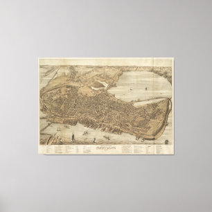 Toile Vintage Pictorial Map of Portland
