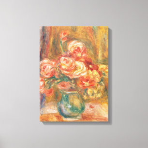 Toile Vintage Pierre Auguste Renoir Vase de Rose