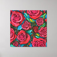 Vintage Pop Art Motif Fleurs Roses Art Design