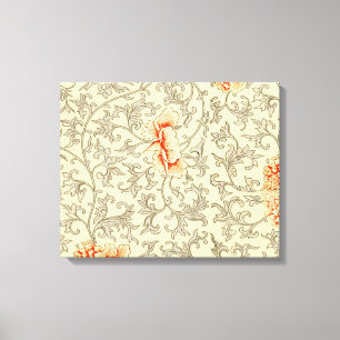 Toile Vintage rose gris botanique