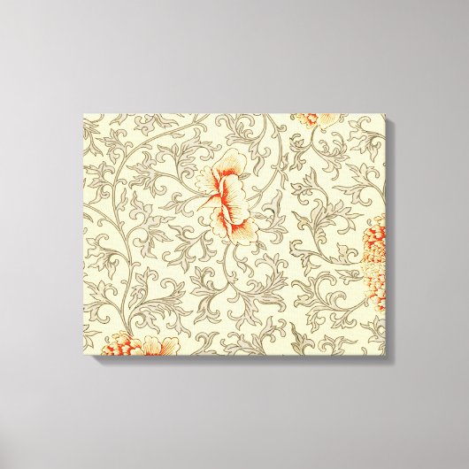 Toile Vintage rose gris botanique (Recto)