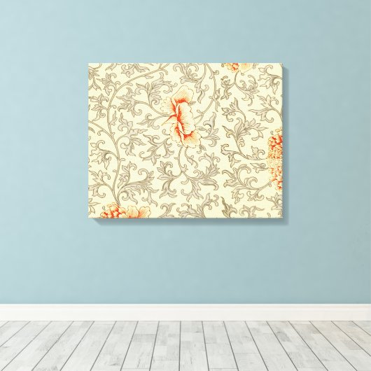 Toile Vintage rose gris botanique (Insitu (Plancher de Bois))