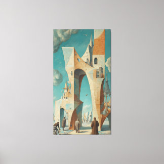 Toile Vintage Surreal City Oil Painting Wall Art