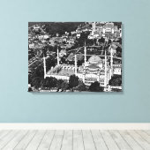 Toile Vintage Turquie Istanbul bleu mosquée vue d'ensemb (Insitu (Plancher de Bois))