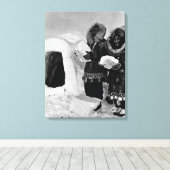 Toile Vintage USA Alaska igloo builders (Insitu (Plancher de Bois))
