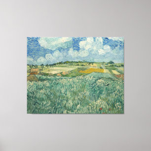 Toile Vintage Van Gogh Plaine à Auvers avec nuages de pl