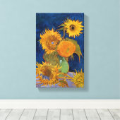 Toile Vintage Van Gogh Six Sunflowers (Insitu (Plancher de Bois))