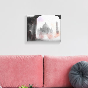 Toile Vintage voyage de carte postale Taj Mahal