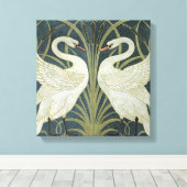 Toile Vintage Walter Crane Swan Rush et Iris (Insitu (Plancher de Bois))