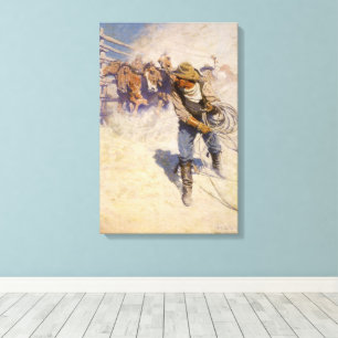 Toile Vintage Western Cowboys, In the Corral par NC Wyet