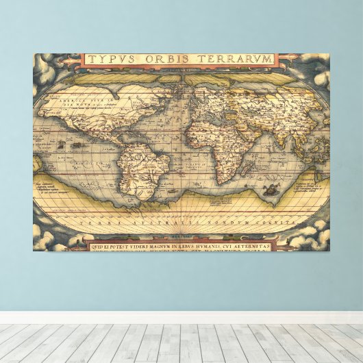 Toile Vintage World Map (Insitu (Plancher de Bois))