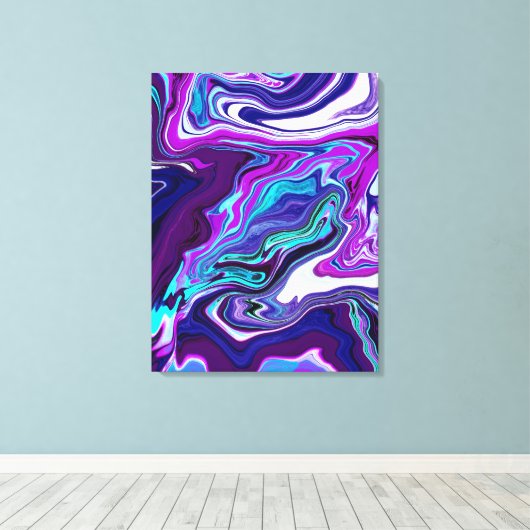 Toile Violet, bleu et Turquoise Art moderne Abstrait (Insitu (Plancher de Bois))