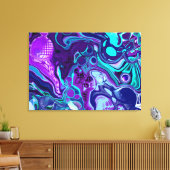 Toile Violet et bleu Aqua Abstrait Fluid Art (Insitu(Salon))