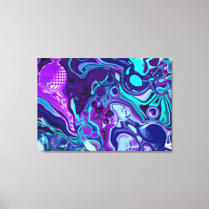 Toile Violet et bleu Aqua Abstrait Fluid Art