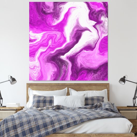 Toile Violet et Marbre blanc Fluide Art (Insitu(Chambre))