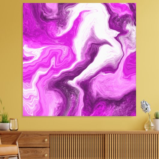 Toile Violet et Marbre blanc Fluide Art (Insitu(Salon))