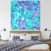 Toile Violet et Turquoise Fluid Art Marbre comme des bul (Insitu(Chambre))