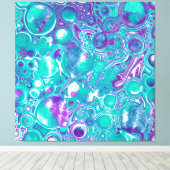 Toile Violet et Turquoise Fluid Art Marbre comme des bul (Insitu (Plancher de Bois))
